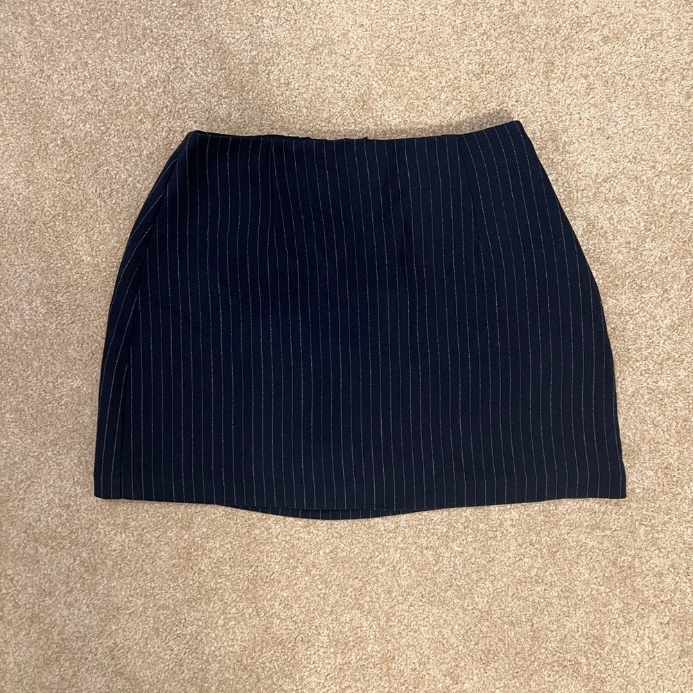 Elegant Navy Pinstripe Mini Skort